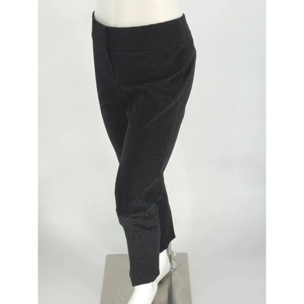 LOFT Marisa Black‎ Leopard Jacquard Slim Dress Pants 8 Party Chic Classic 92-02